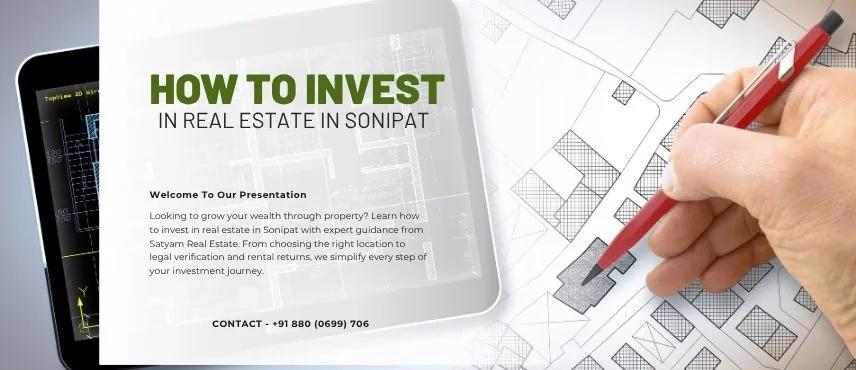Satyam Real Estate's Instagram image illustrating key strategies for investing in real estate in Sonipat.